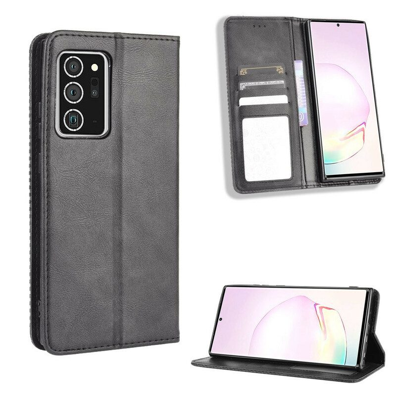 Schutzhülle Für Samsung Galaxy Note 20 Flip Case Stilisierter Vintage-ledereffekt