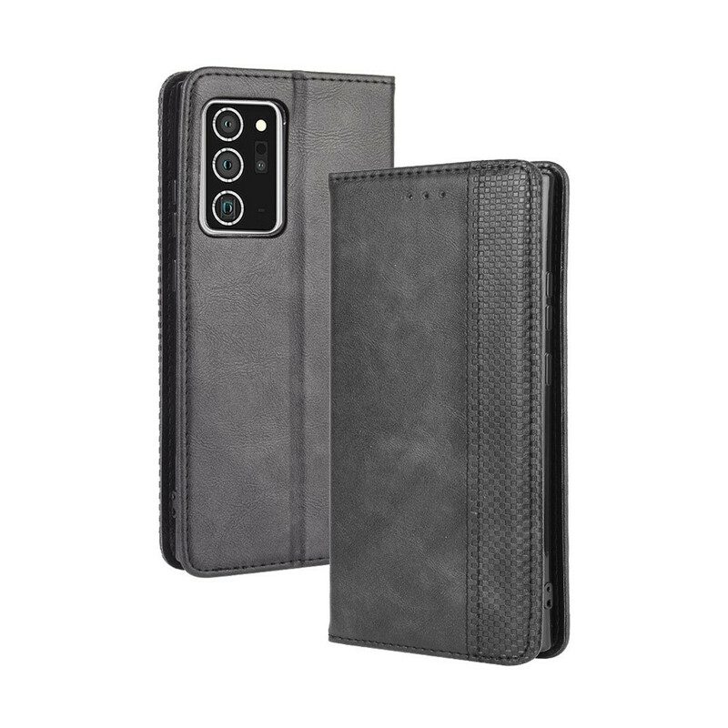 Schutzhülle Für Samsung Galaxy Note 20 Flip Case Stilisierter Vintage-ledereffekt