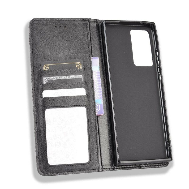 Schutzhülle Für Samsung Galaxy Note 20 Flip Case Stilisierter Vintage-ledereffekt