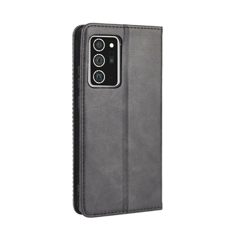 Schutzhülle Für Samsung Galaxy Note 20 Flip Case Stilisierter Vintage-ledereffekt