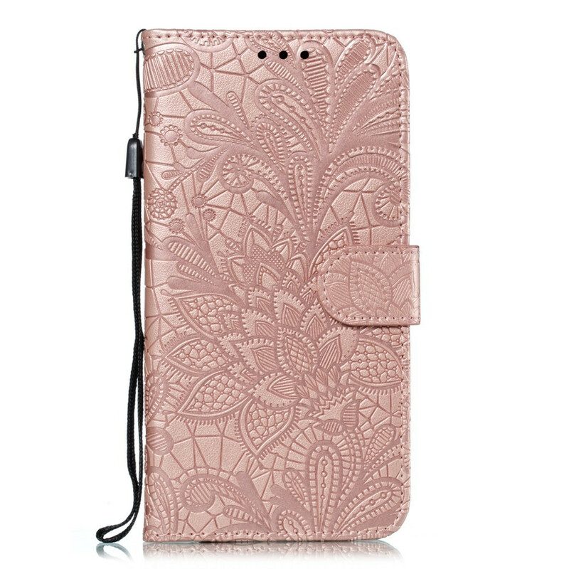 Flip Case Für Huawei P Smart Z Mit Kordel Riemen Mit Stammesblumen