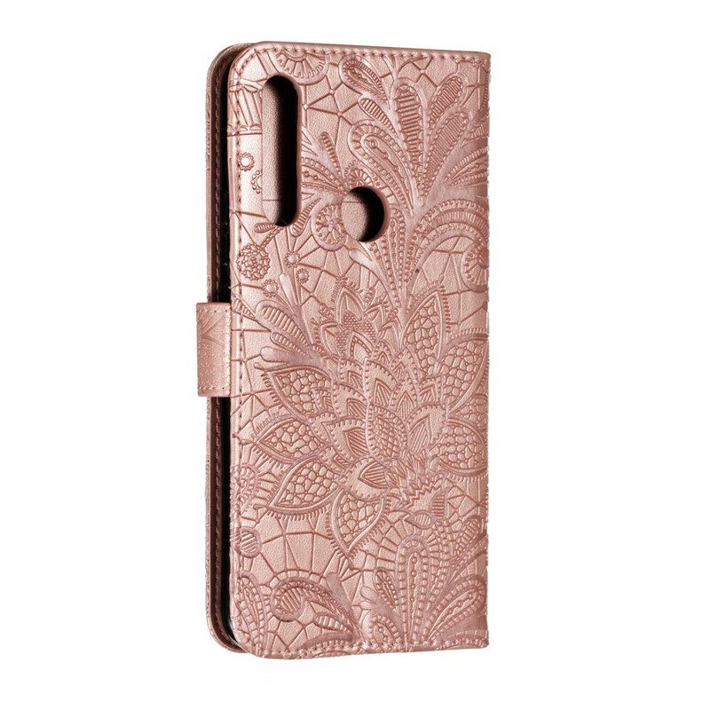 Flip Case Für Huawei P Smart Z Mit Kordel Riemen Mit Stammesblumen