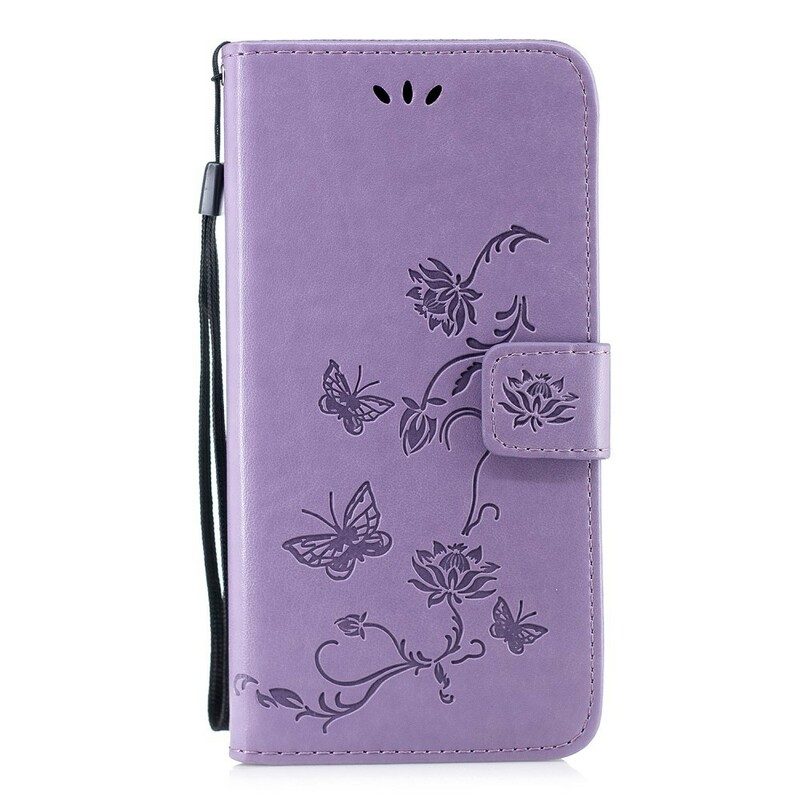 Flip Case Für Huawei P Smart Z Mit Kordel Tanga-schmetterlinge Und Blumen