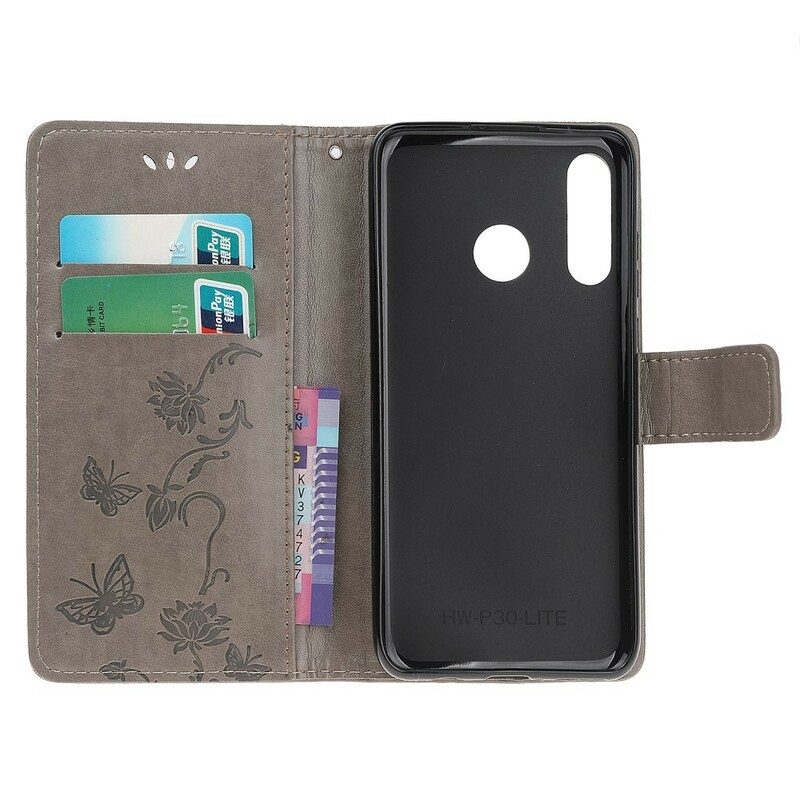 Flip Case Für Huawei P Smart Z Mit Kordel Tanga-schmetterlinge Und Blumen