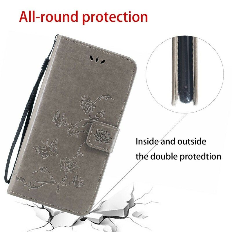 Flip Case Für Huawei P Smart Z Mit Kordel Tanga-schmetterlinge Und Blumen