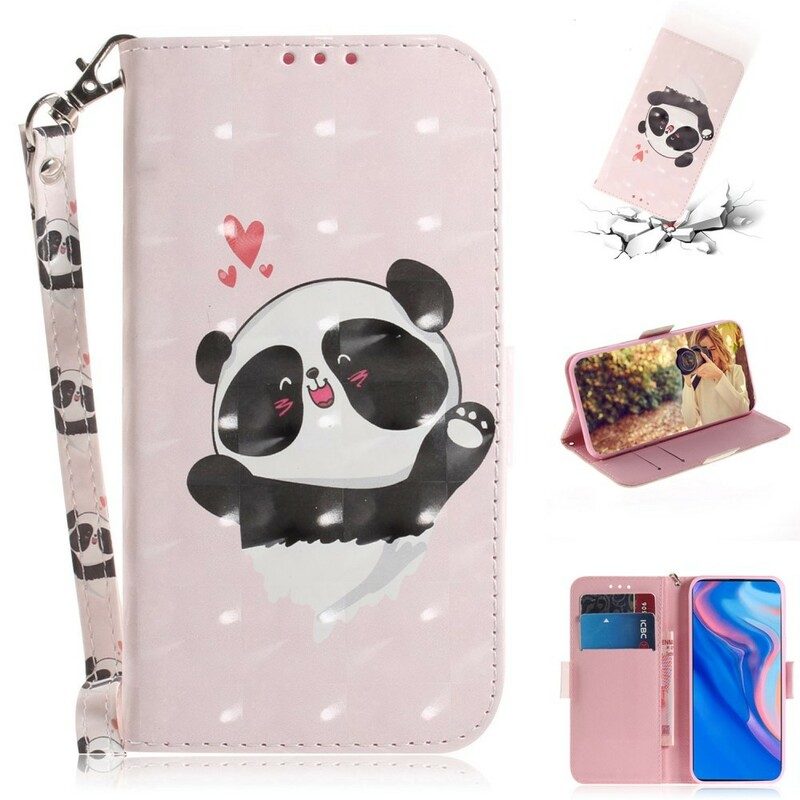 Lederhüllen Für Huawei P Smart Z Mit Kordel Panda Love Mit Schlüsselband