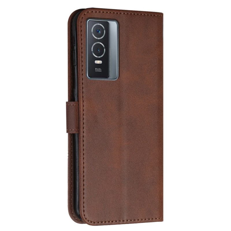 Flip Case Für Vivo Y76 5G Mit Kordel Riemchen-geo-ledereffekt