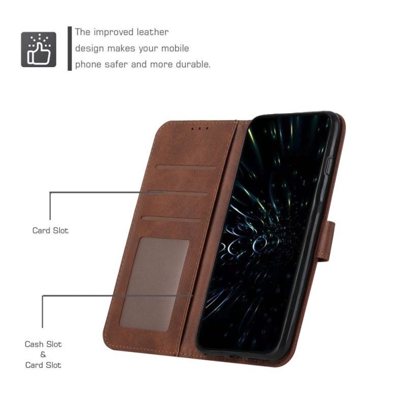 Flip Case Für Vivo Y76 5G Mit Kordel Riemchen-geo-ledereffekt