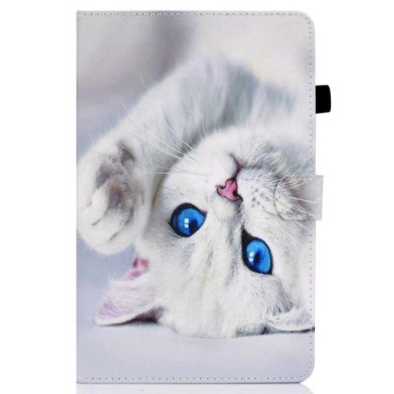 Flip Case Für iPad 10.9" (2022) Weiße Katze Mit Blauen Augen