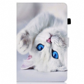 Flip Case Für iPad 10.9" (2022) Weiße Katze Mit Blauen Augen