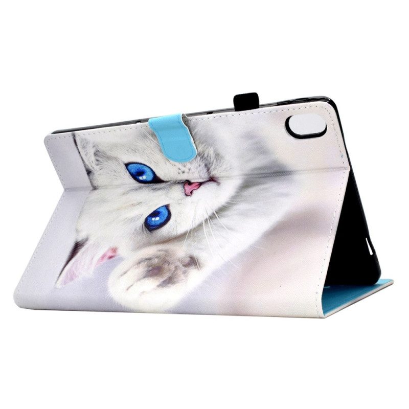 Flip Case Für iPad 10.9" (2022) Weiße Katze Mit Blauen Augen