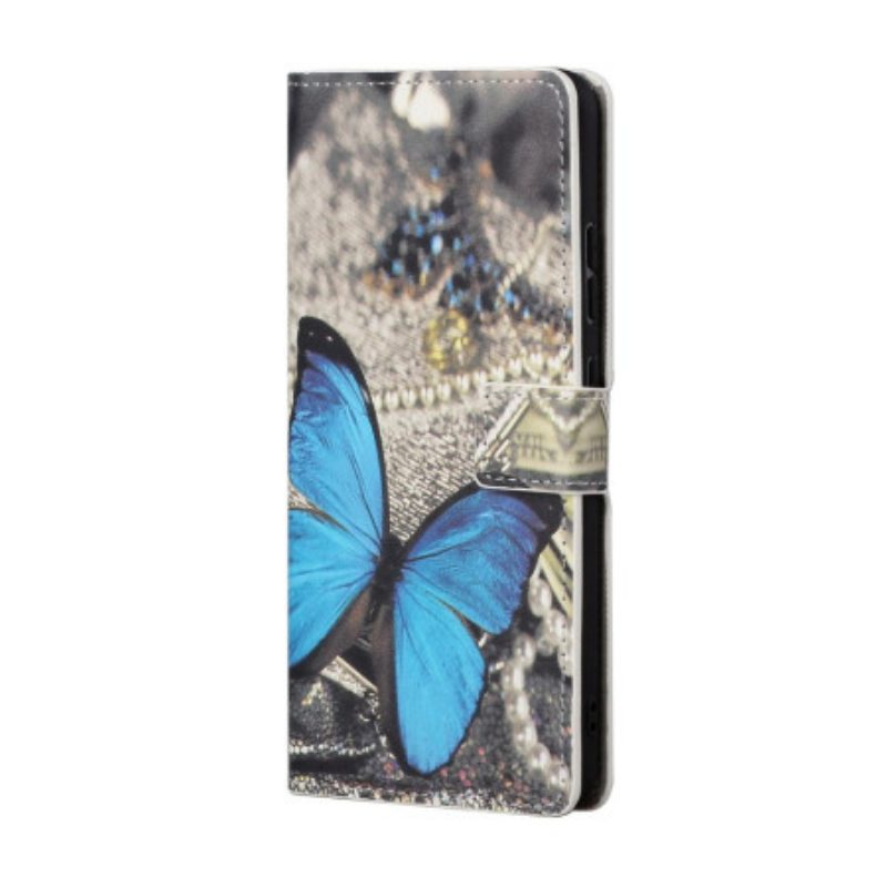 Lederhüllen Google Pixel 8a Blauer Schmetterling