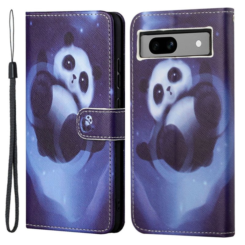 Lederhüllen Google Pixel 8a Handyhülle Space Panda Mit Riemen