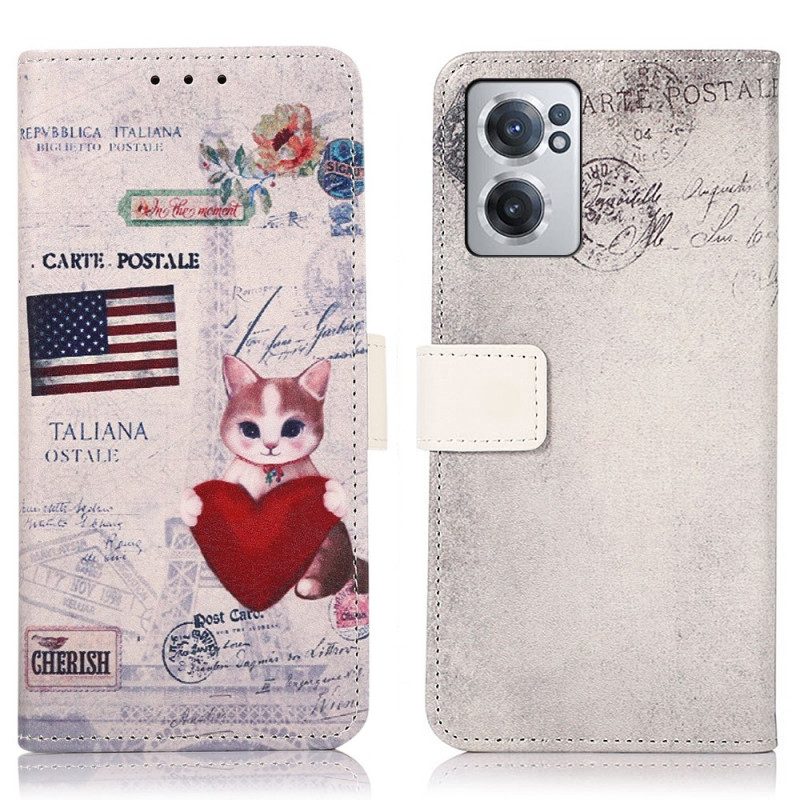 Flip Case Für OnePlus Nord CE 2 5G Amerikanische Katze