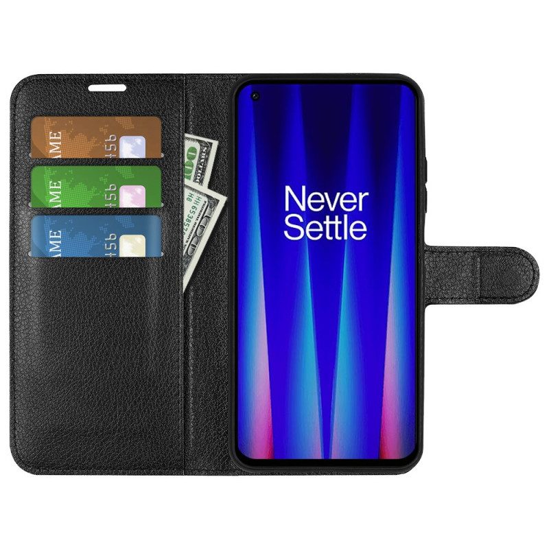 Flip Case Für OnePlus Nord CE 2 5G Litschi-kunstleder