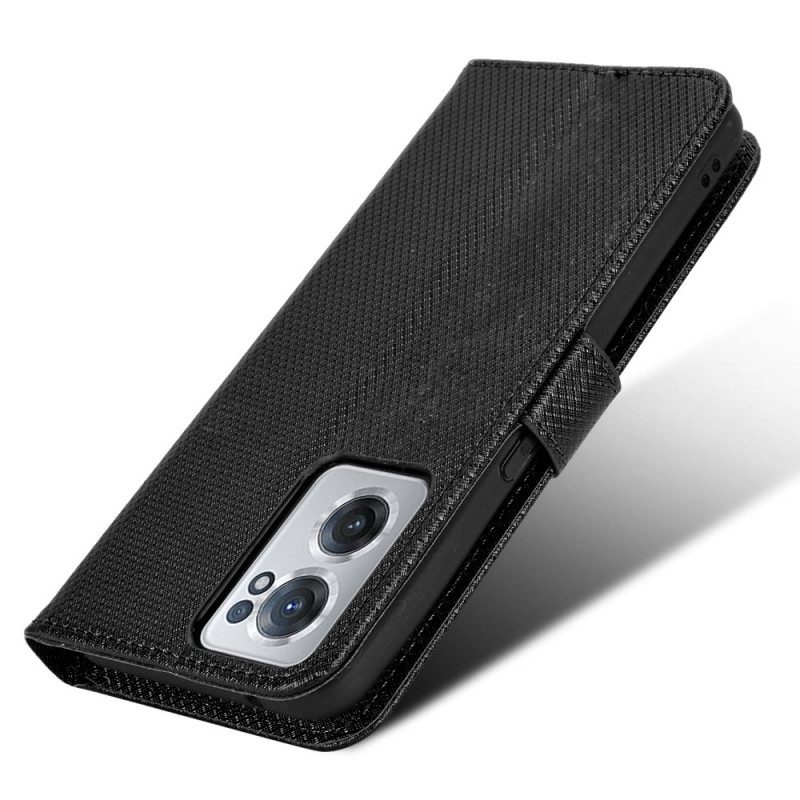 Flip Case Für OnePlus Nord CE 2 5G Mit Kordel Riemchen-diamant-textur