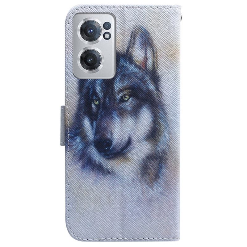 Flip Case Für OnePlus Nord CE 2 5G Wolf-malerei