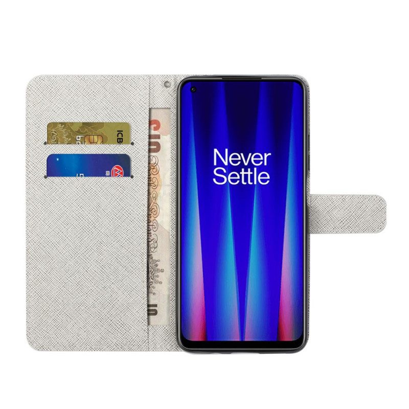 Lederhüllen Für OnePlus Nord CE 2 5G Blaue Und Rosa Blumen