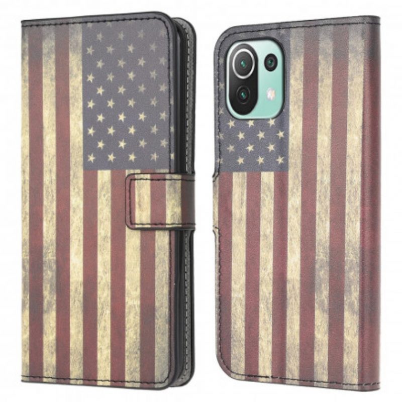 Flip Case Für Xiaomi Mi 11 Lite 4G / 5G / 5G NE Amerikanische Flagge