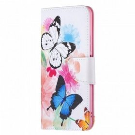 Flip Case Für Xiaomi Mi 11 Lite 4G / 5G / 5G NE Bemalte Schmetterlinge Und Blumen