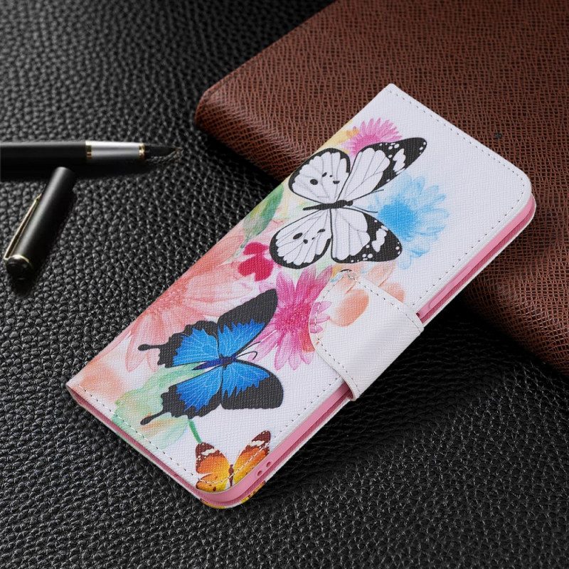 Flip Case Für Xiaomi Mi 11 Lite 4G / 5G / 5G NE Bemalte Schmetterlinge Und Blumen