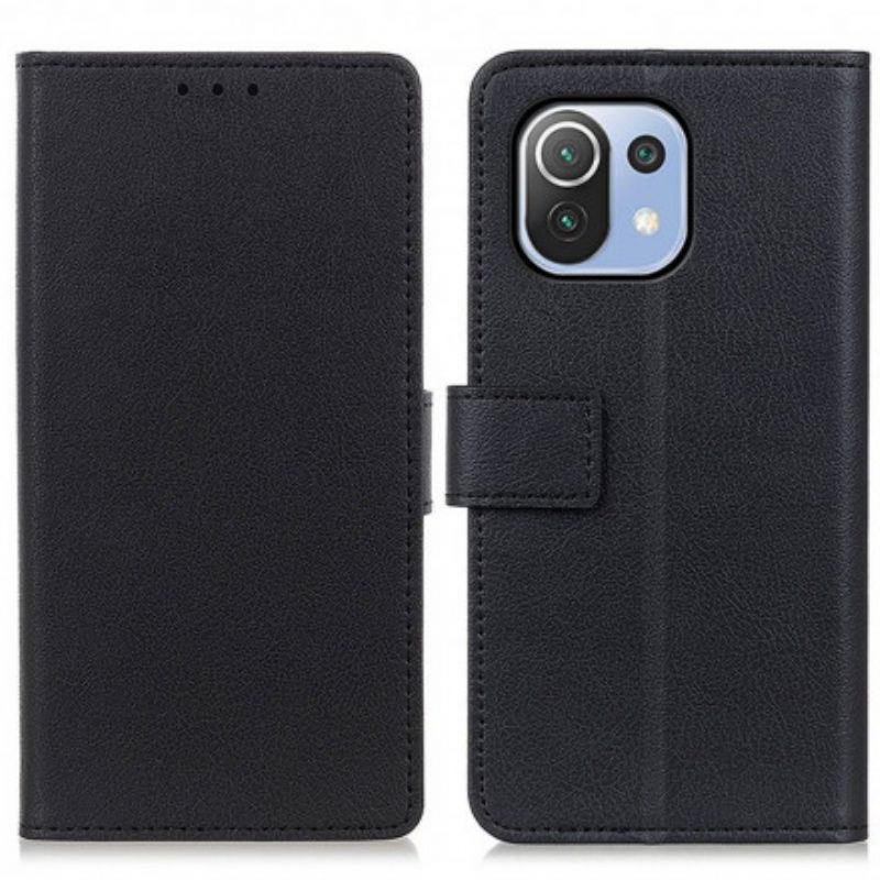 Flip Case Für Xiaomi Mi 11 Lite 4G / 5G / 5G NE Einfacher Glänzender Ledereffekt