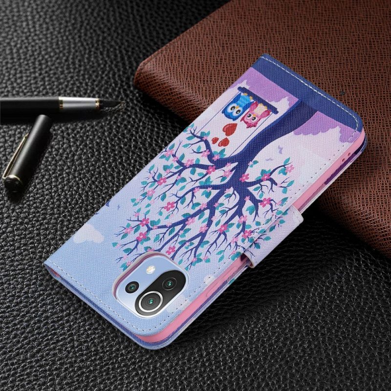 Flip Case Für Xiaomi Mi 11 Lite 4G / 5G / 5G NE Eulen Auf Der Schaukel