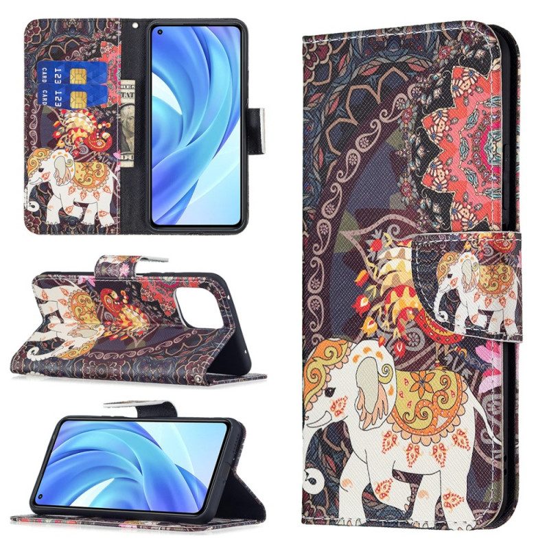 Flip Case Für Xiaomi Mi 11 Lite 4G / 5G / 5G NE Indische Elefanten