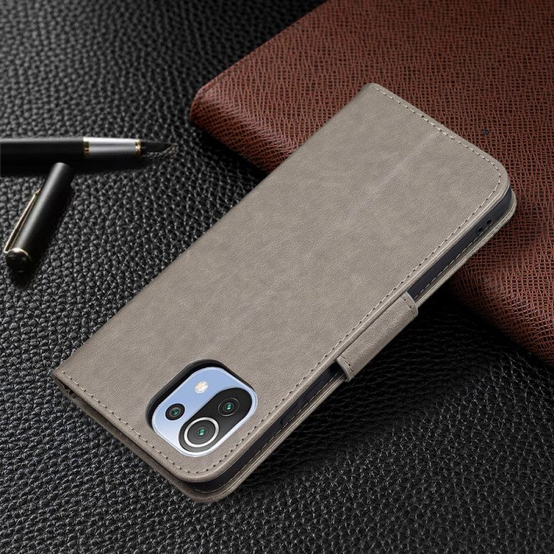 Flip Case Für Xiaomi Mi 11 Lite 4G / 5G / 5G NE Mit Kordel Riemchen Mit Schmetterlingen-print