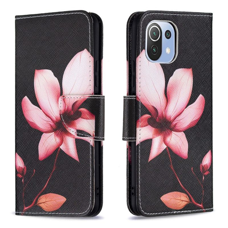 Flip Case Für Xiaomi Mi 11 Lite 4G / 5G / 5G NE Pinke Blume