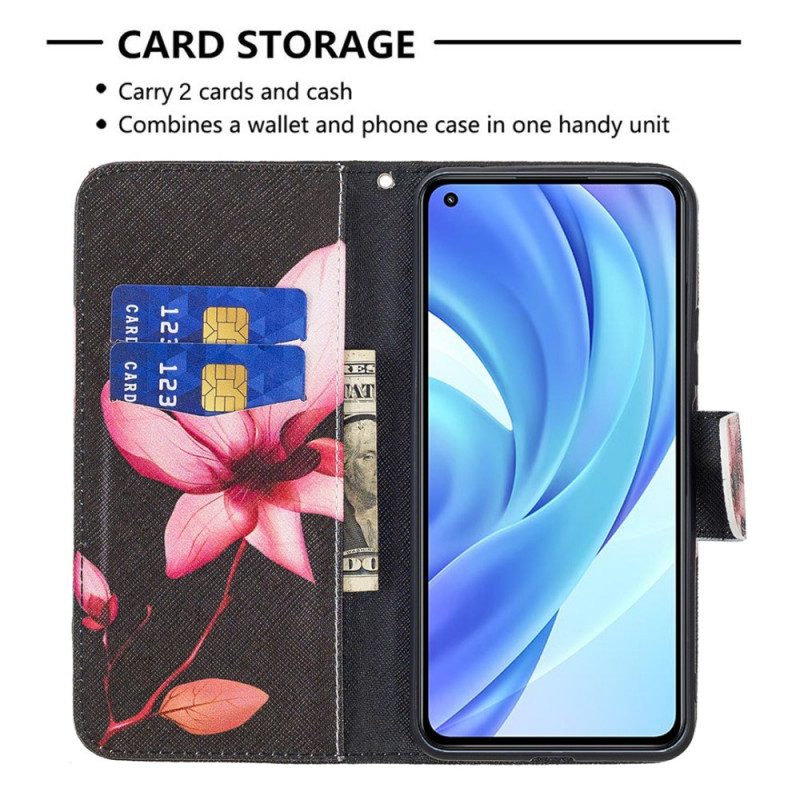 Flip Case Für Xiaomi Mi 11 Lite 4G / 5G / 5G NE Pinke Blume