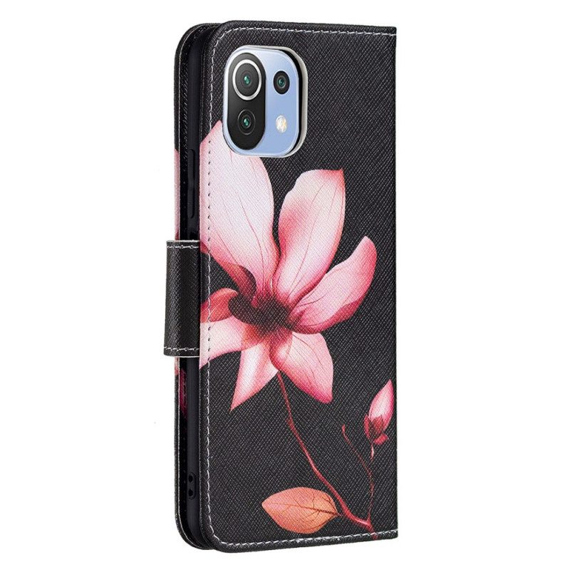 Flip Case Für Xiaomi Mi 11 Lite 4G / 5G / 5G NE Pinke Blume