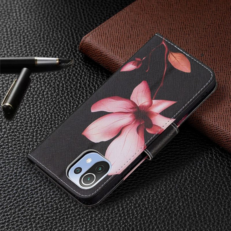 Flip Case Für Xiaomi Mi 11 Lite 4G / 5G / 5G NE Pinke Blume