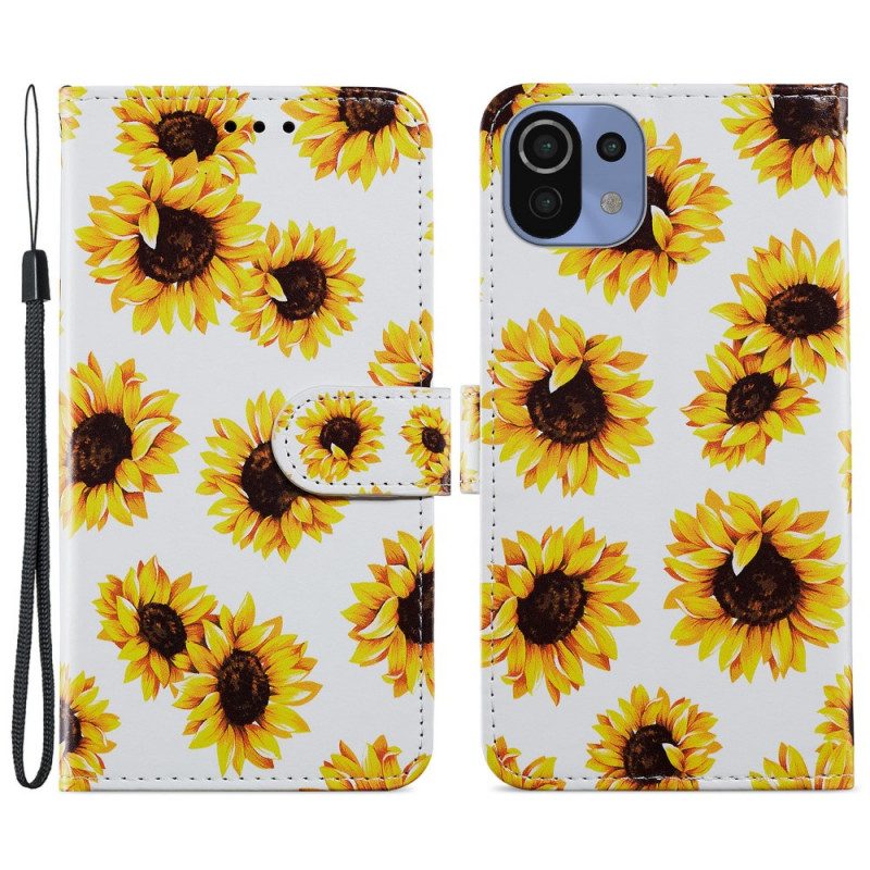 Flip Case Für Xiaomi Mi 11 Lite 4G / 5G / 5G NE Sonnenblumen