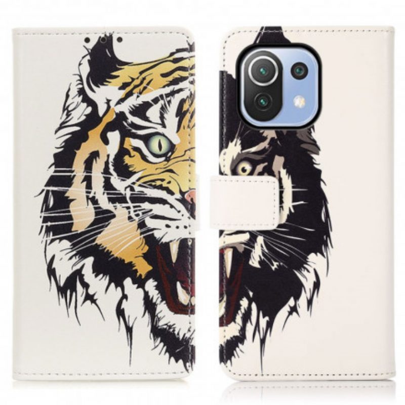 Flip Case Für Xiaomi Mi 11 Lite 4G / 5G / 5G NE Wilder Tiger