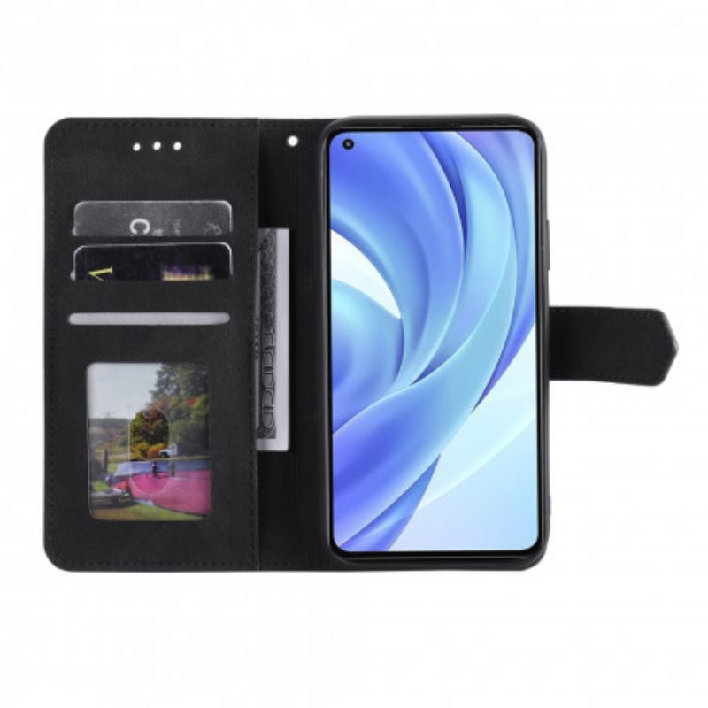 Flip Case Für Xiaomi Mi 11 Lite 4G / 5G / 5G NE Zweifarbige Nieten Aus Kunstleder