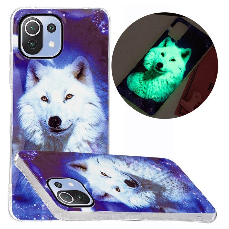 Handyhülle Für Xiaomi Mi 11 Lite 4G / 5G / 5G NE Fluoreszierender Wildhund