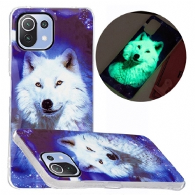 Handyhülle Für Xiaomi Mi 11 Lite 4G / 5G / 5G NE Fluoreszierender Wildhund