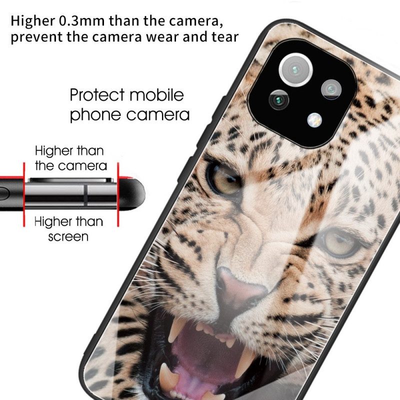 Handyhülle Für Xiaomi Mi 11 Lite 4G / 5G / 5G NE Gehärtetes Leopardenglas