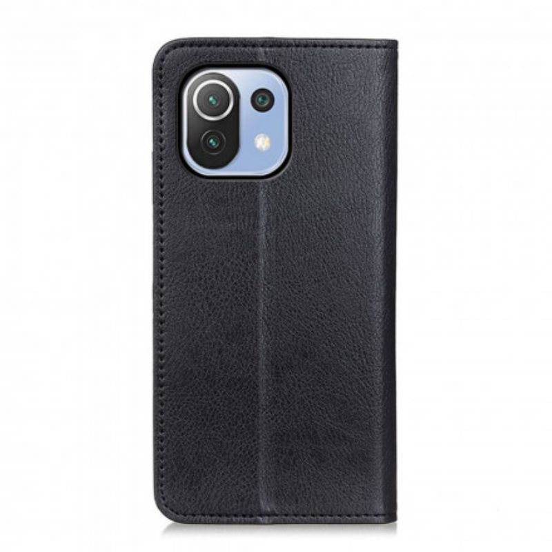 Schutzhülle Für Xiaomi Mi 11 Lite 4G / 5G / 5G NE Flip Case Eleganz Aus Gespaltenem Litschi-leder