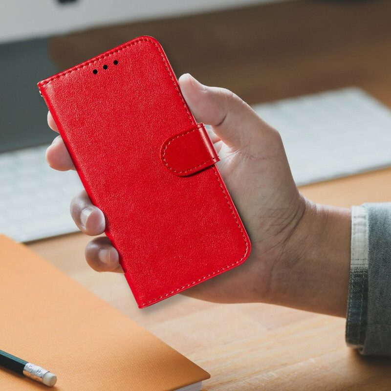 Flip Case Für Poco M3 Pro 5G Lederdesign Mit Riemen