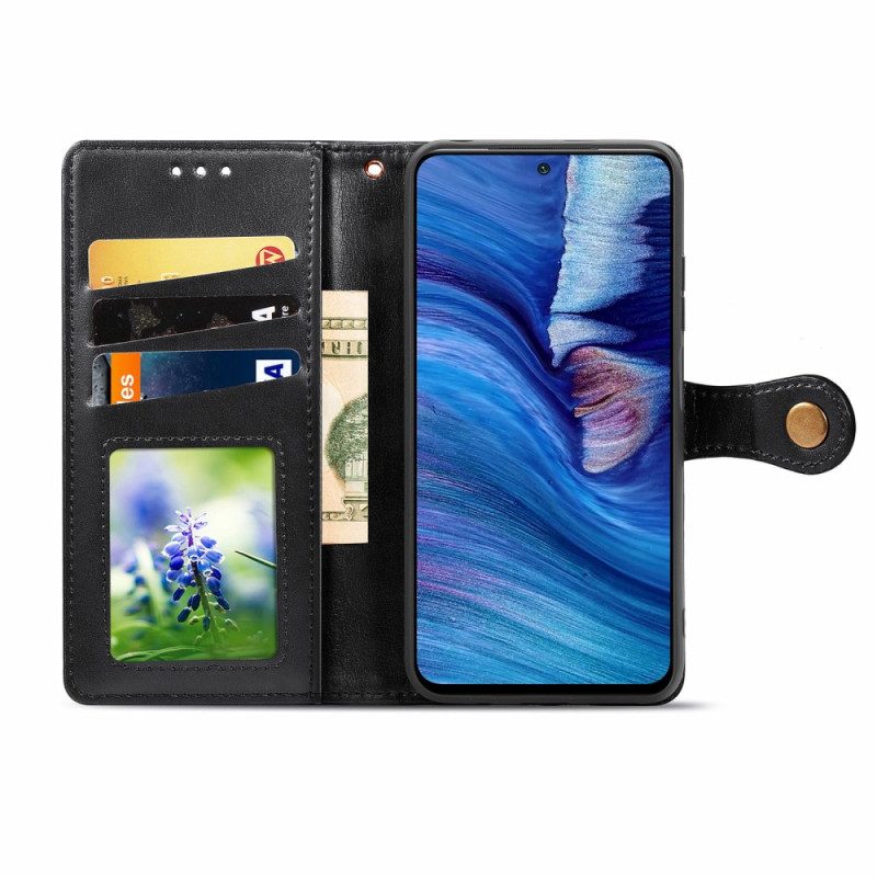 Flip Case Für Poco M3 Pro 5G Nietenverschluss Und Riemen