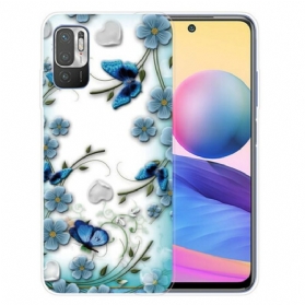 Hülle Für Poco M3 Pro 5G Retro-schmetterlinge Und Blumen