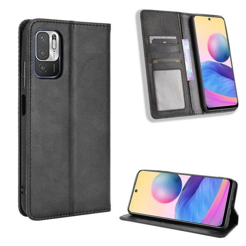 Schutzhülle Für Poco M3 Pro 5G Flip Case Stilisierter Vintage-ledereffekt