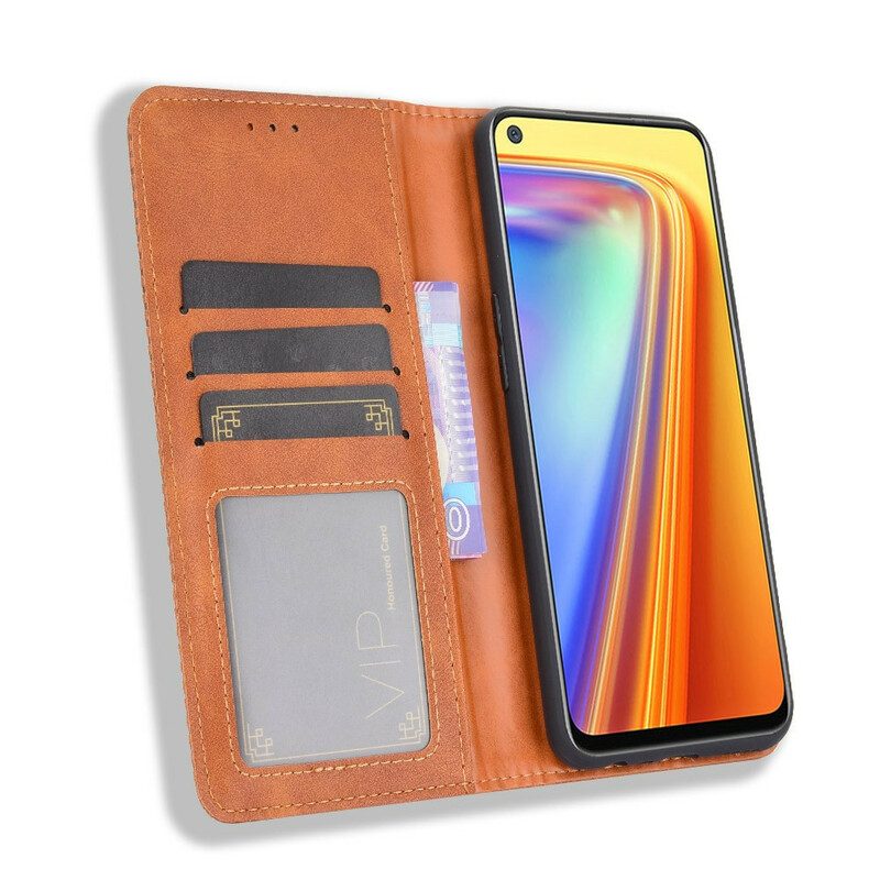 Schutzhülle Für Realme 7 Flip Case Stilisierter Vintage-ledereffekt