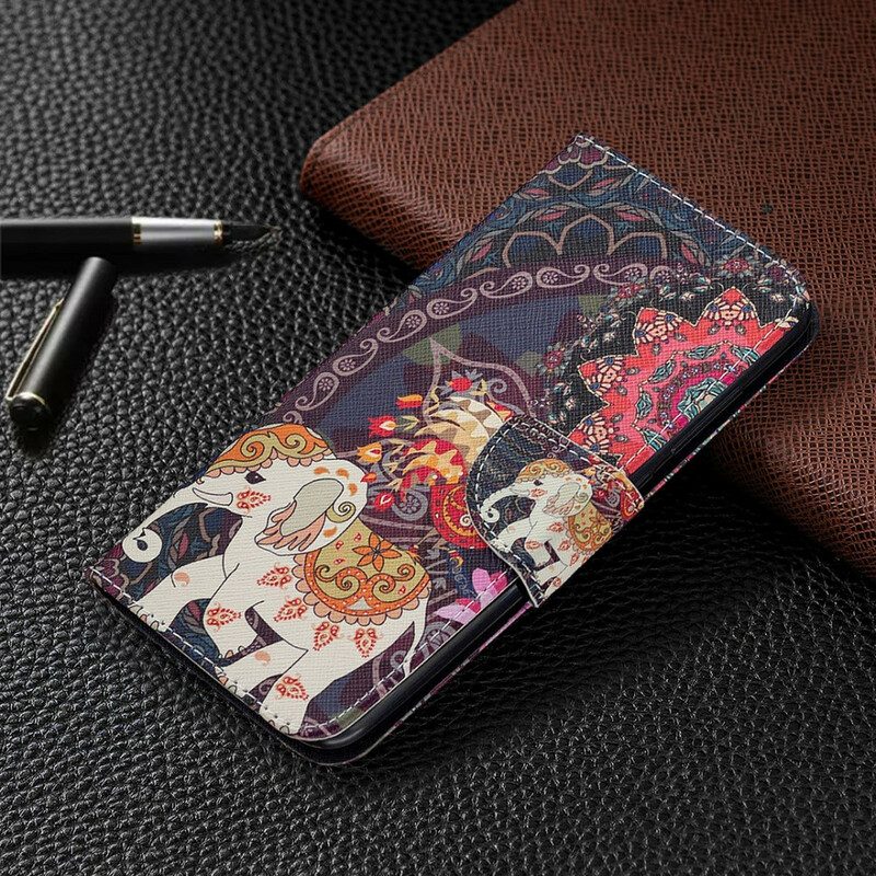 Flip Case Für Xiaomi Redmi Note 9 Indische Elefanten