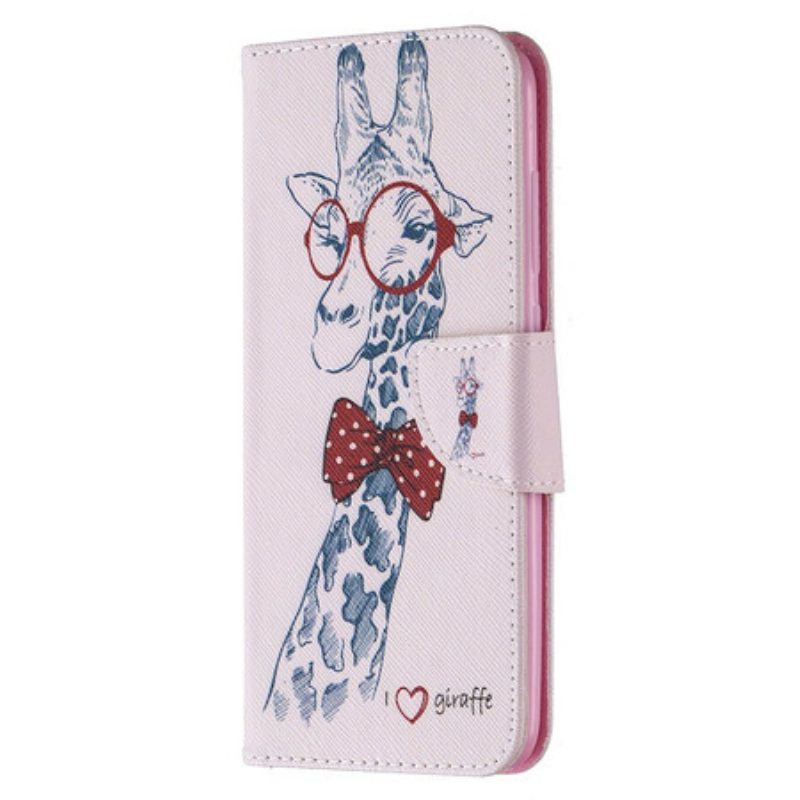 Flip Case Für Xiaomi Redmi Note 9 Kluge Giraffe