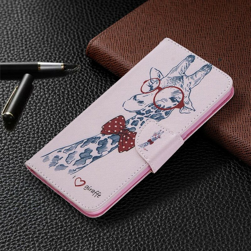 Flip Case Für Xiaomi Redmi Note 9 Kluge Giraffe