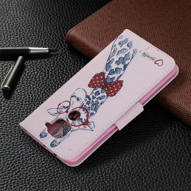 Flip Case Für Xiaomi Redmi Note 9 Kluge Giraffe