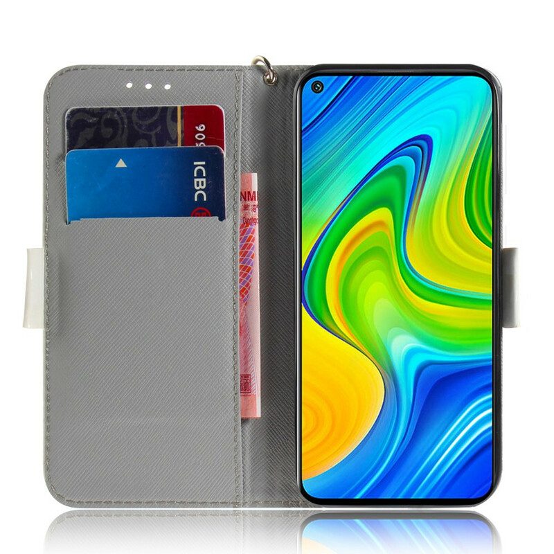 Flip Case Für Xiaomi Redmi Note 9 Mit Kordel Blühender Zweig Mit Riemen